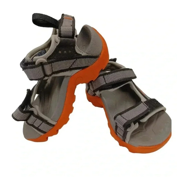 Teva Velcro Open Toes Black Grey Orange Sandals Size 8 - Picture 2 of 6